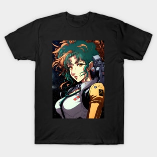 Anime Girl Space Explorer with Green Hair T-Shirt